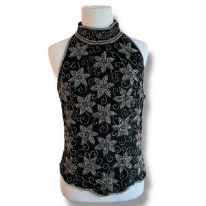 Vintage Mark & John by Gopal Black Beaded Silk Halter